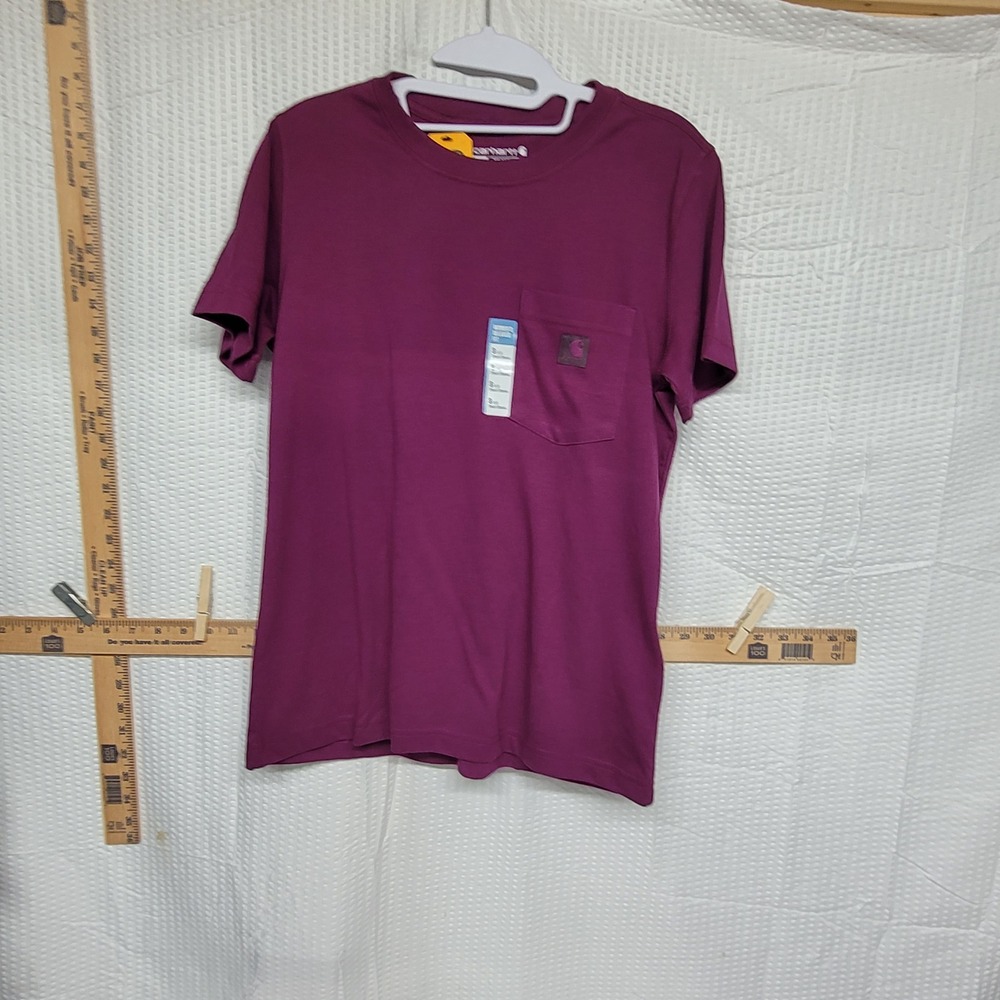 Carhartt Womens Relaxed Fit Short Sleeve Pocket T-Shirt Purple S 4-6